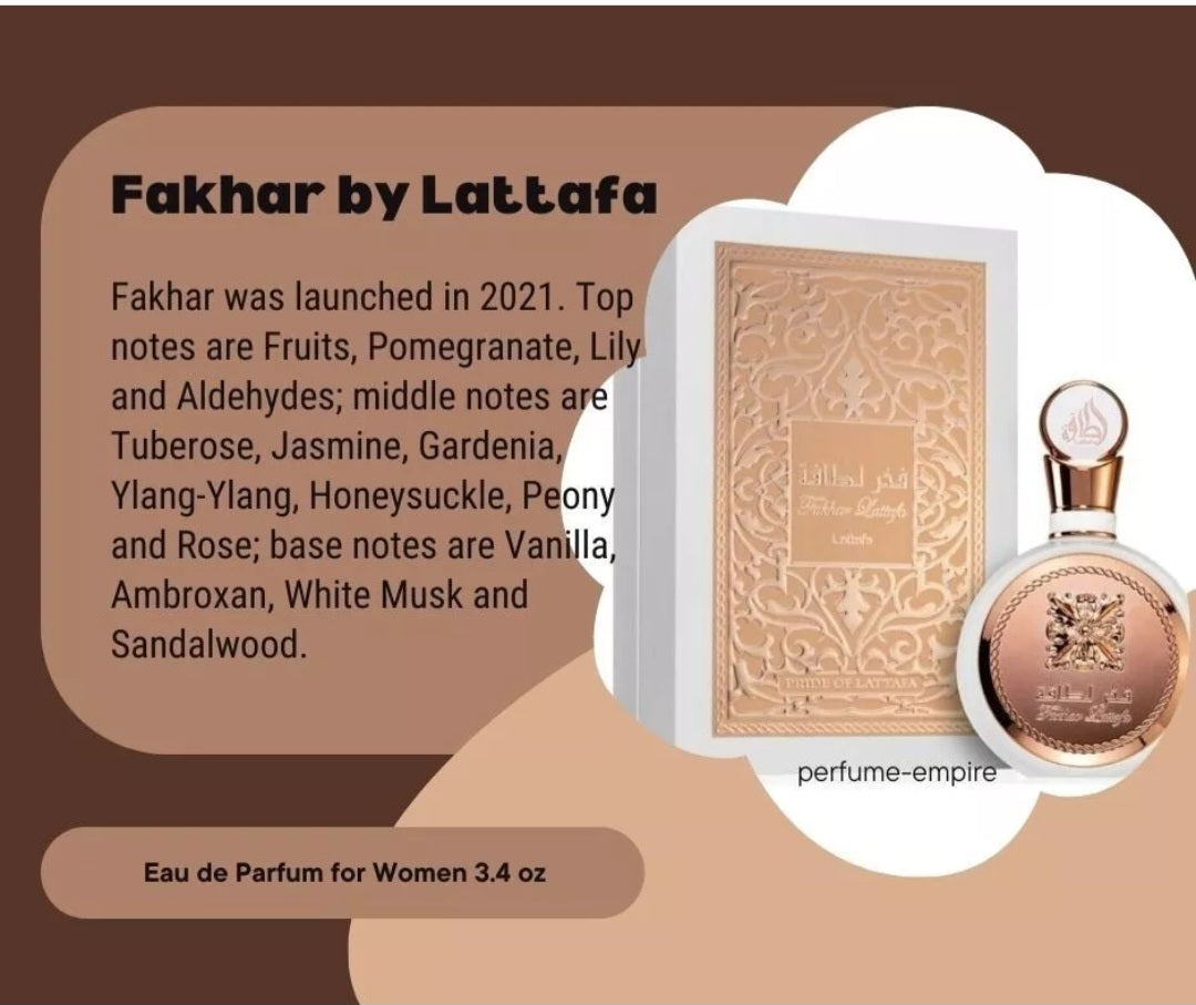 Fakhar By Lattafa 3.4 oz EAU De Parfum for Women