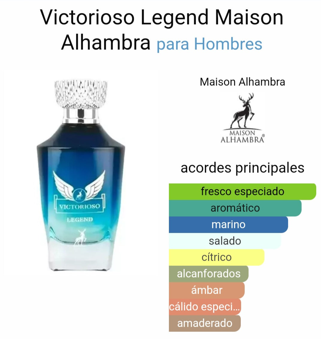 Victorioso Legend By Maison Alhambra 3.4 oz EAU De Parfum for Men