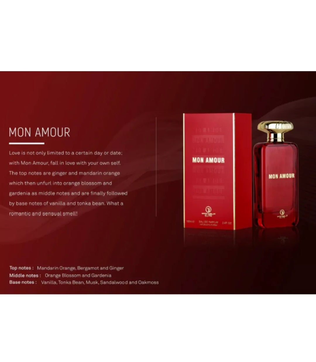 Mon Amour By Grandeur 3.4 oz EAU De Parfum for Women