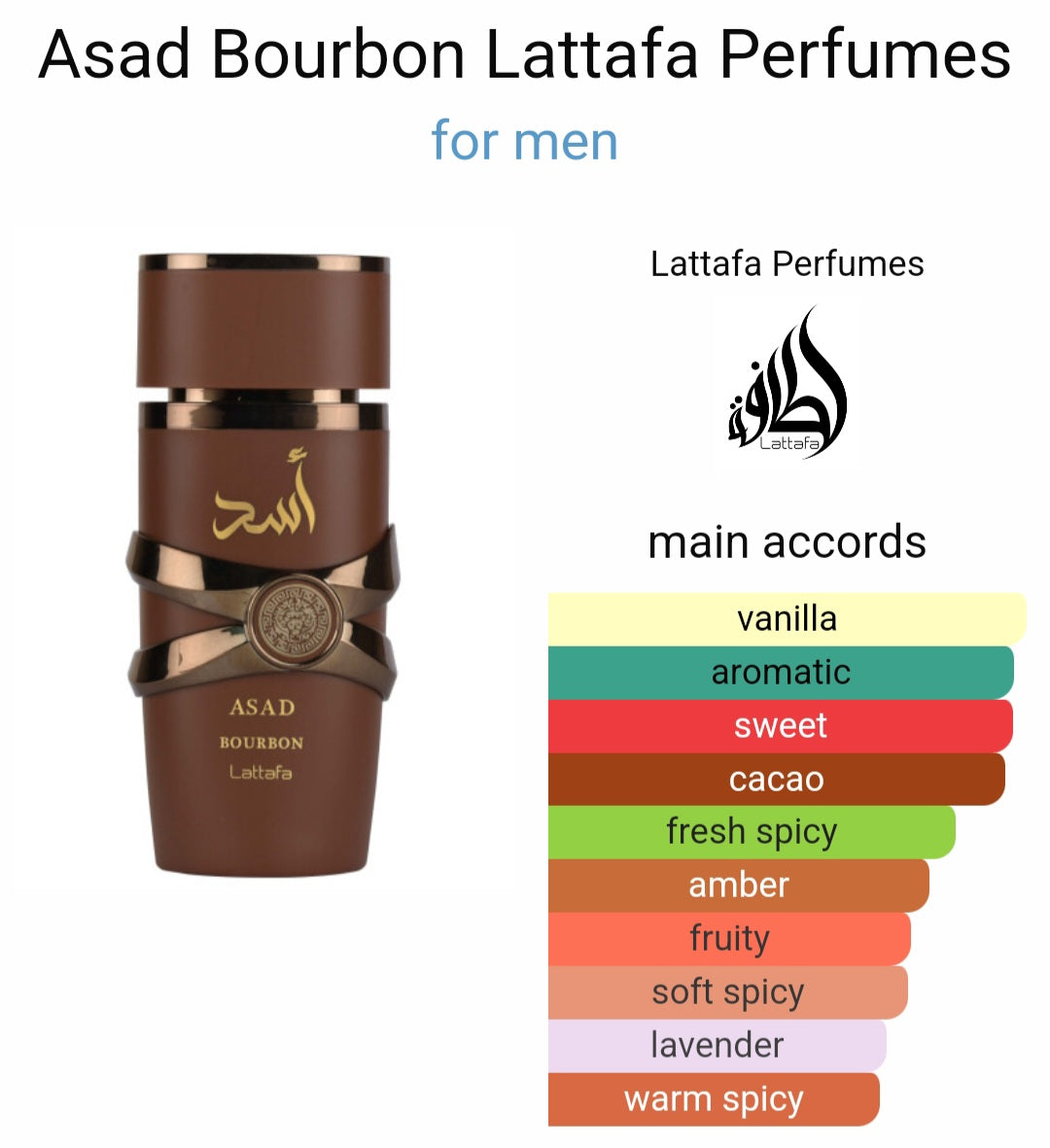 Asad Bourbon By Lattafa 3.4 oz EAU De Parfum